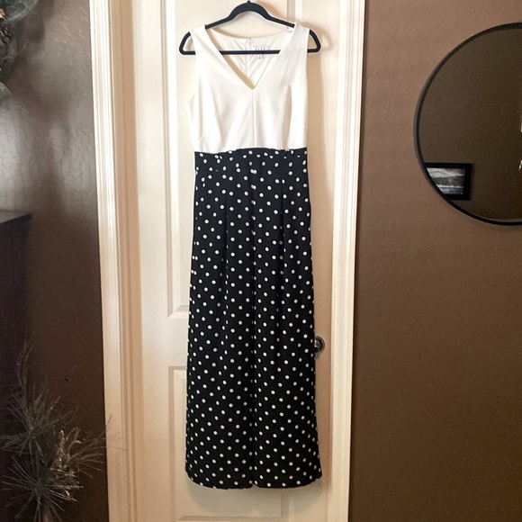 Elle Pants - Women’s black and white polka dotted jumpsuit Size Medium